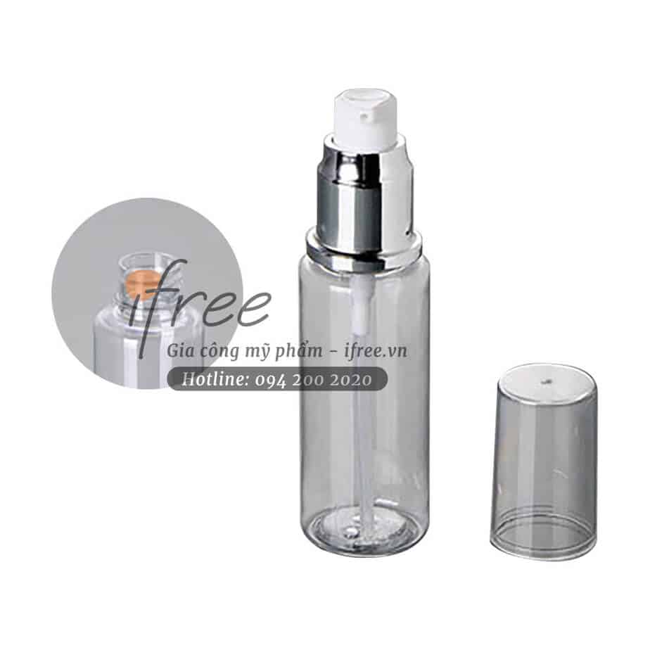 Gia công Sữa rửa mặt Tẩy trang 2 trong 1 4 Chai PET nắp bạc 50ml chứa mỹ phẩm ( sữa rửa mặt)